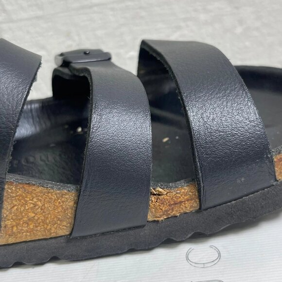 Birkenstock Delmas Black Leather Strappy Sandals Slides Slip On 39 EU/8 US - Picture 8 of 12
